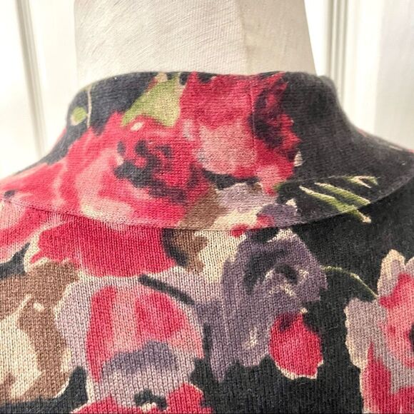 Ralph Lauren black button cardigan with roses - Picture 8 of 12